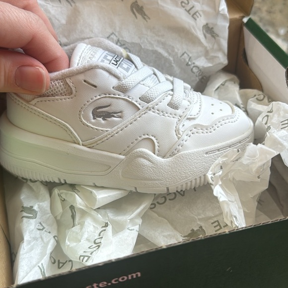 *NEW* LACOSTE TODDLER LINESHOT TENNIS SNEAKER WHITE 5.5 w/ BOX - Picture 6 of 8